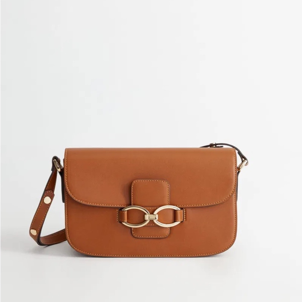 Mango Tan Crossbody Bag with Gold Hardware